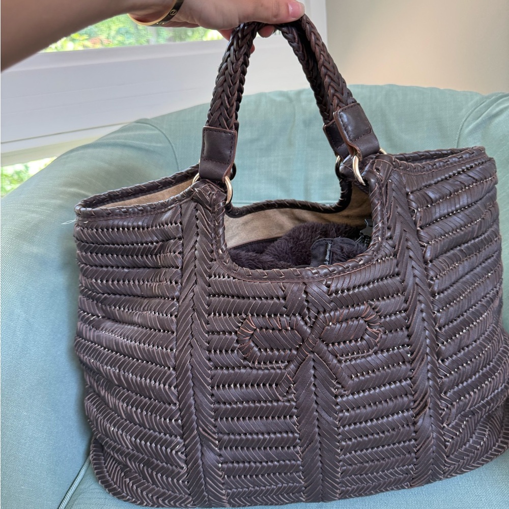 Anya Hindmarch Brown Braided Tote Bag
